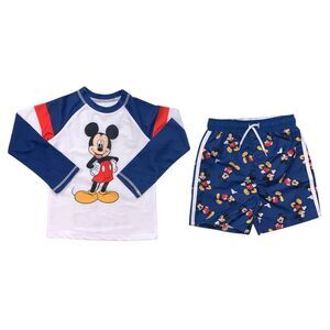 Character Toddler Boys 2-Piece Rashguard and Swim Trunk Set - Mickey